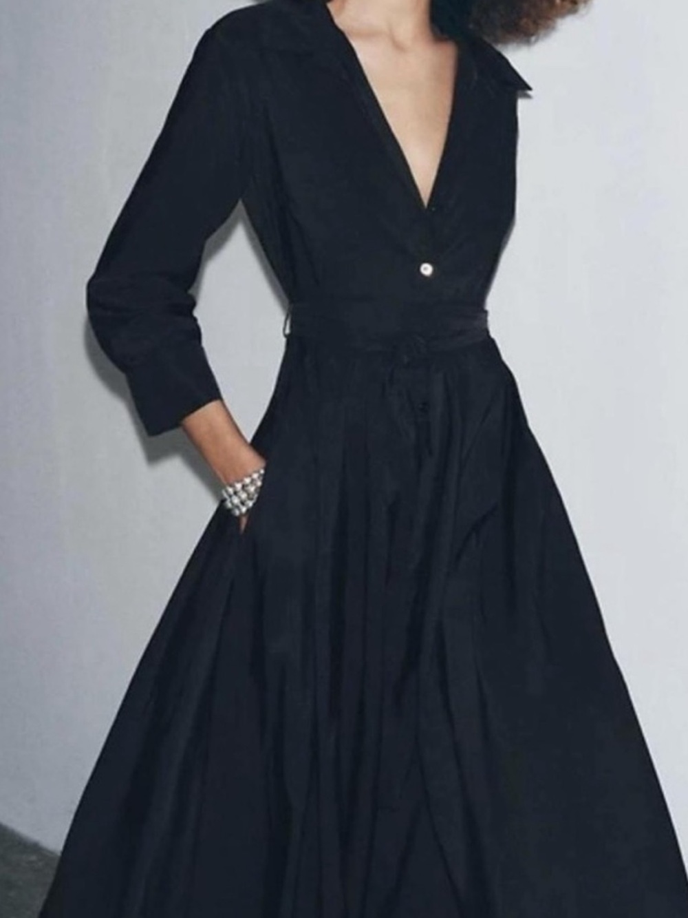 Zara Classic Black Shirt Maxi Dress NWT